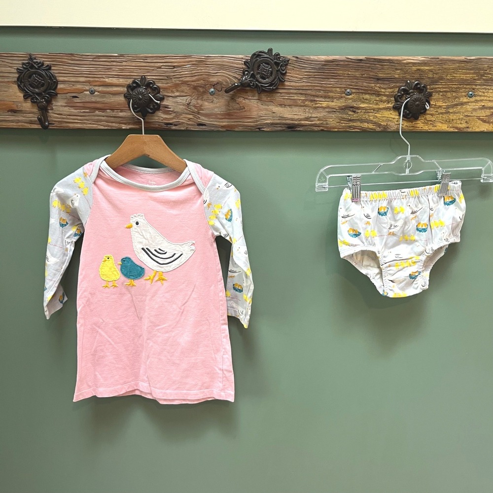 Baby Boden Girls Pink Hen and Chicks Tunic Dress Bloomers Set 2-3Y